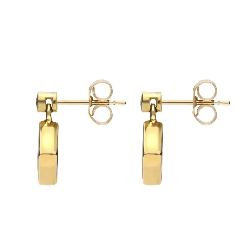 18ct Yellow Gold Whitby Jet 0.06ct Diamond Top Square Stud Earrings sold by Jura Watches product image thumbnail 2