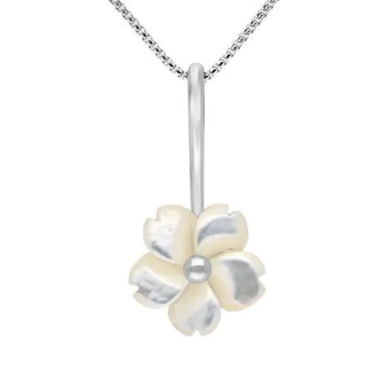 Sterling Silver White Mother of Pearl Tuberose 15mm Gypsophila Necklace sold by Jura Watches