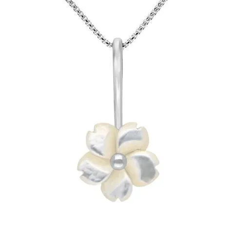 Sterling Silver White Mother of Pearl Tuberose 15mm Gypsophila Necklace sold by Jura Watches
