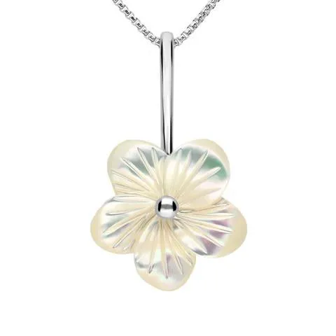 Sterling Silver White Mother of Pearl Tuberose 20mm Pansy Necklace sold by Jura Watches