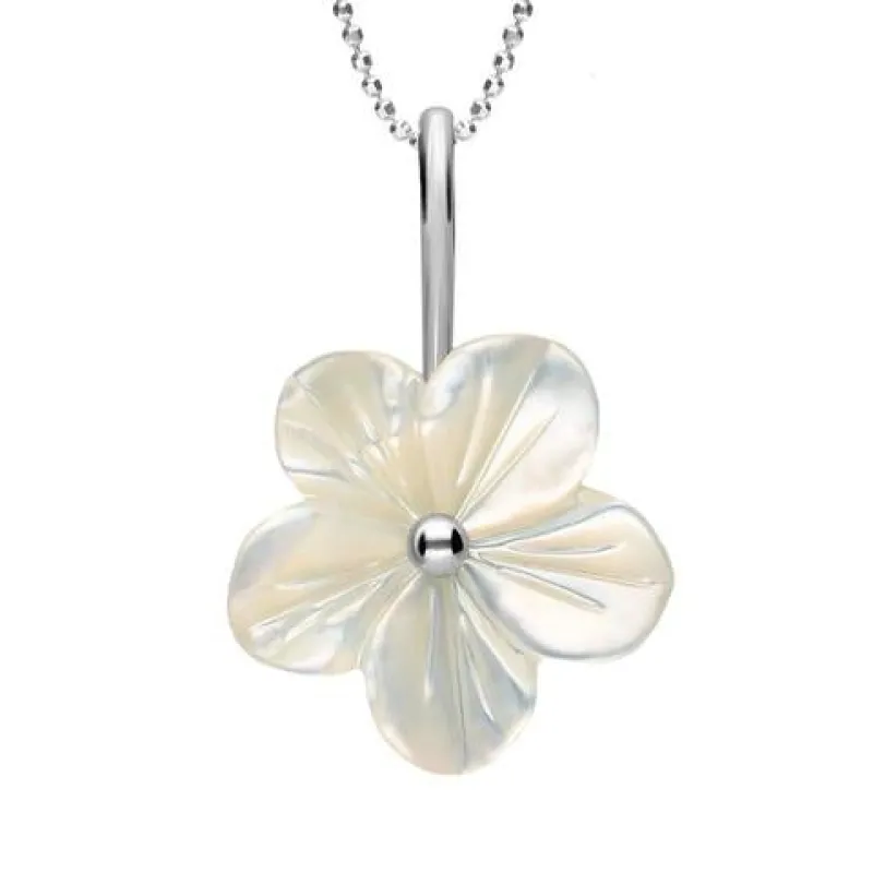 Sterling Silver White Mother of Pearl Tuberose 22mm Desert Rose Necklace sold by Jura Watches