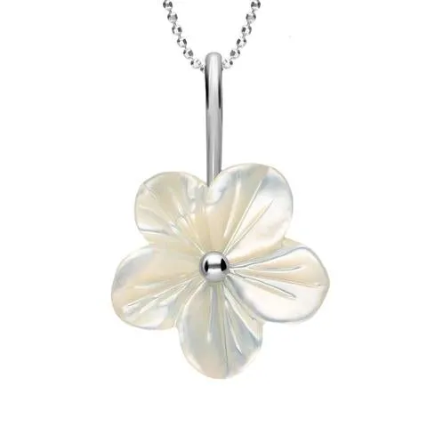 Sterling Silver White Mother of Pearl Tuberose 22mm Desert Rose Necklace sold by Jura Watches