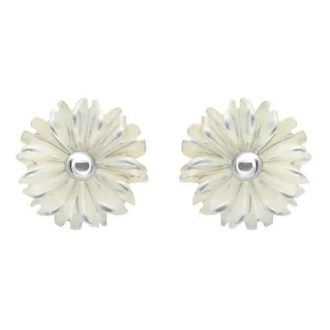 Sterling Silver White Mother of Pearl Tuberose 8mm Daisy Stud Earrings sold by Jura Watches