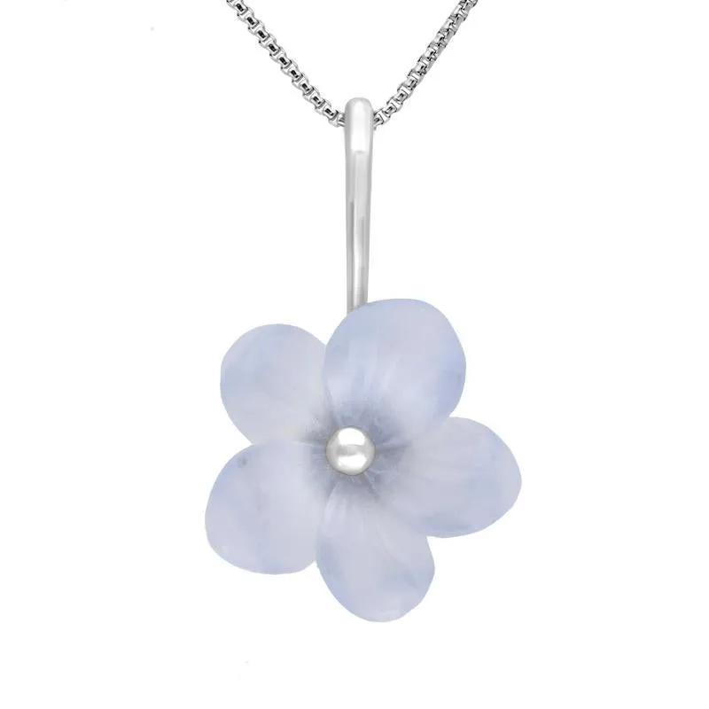 Sterling Silver Blue Chalcedony Tuberose 20mm Pansy Necklace sold by Jura Watches