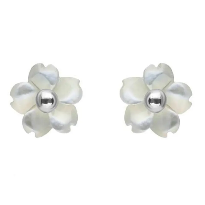 Sterling Silver White Mother of Pearl Tuberose 6mm Gypsophila Stud Earrings sold by Jura Watches