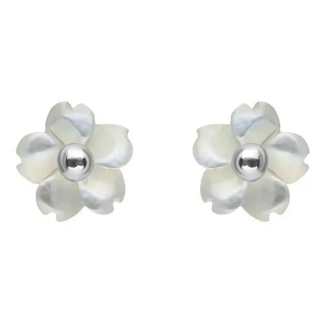 Sterling Silver White Mother of Pearl Tuberose 6mm Gypsophila Stud Earrings sold by Jura Watches
