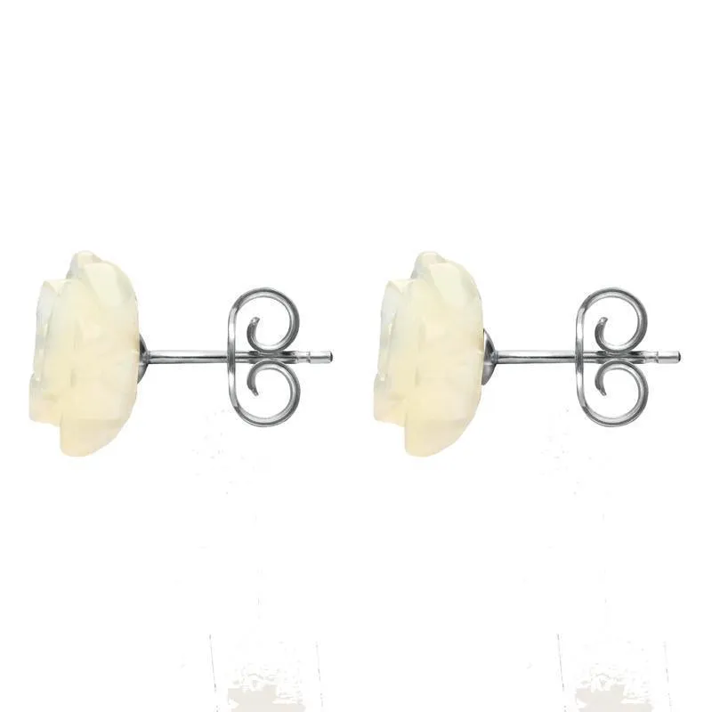 Sterling Silver White Mother of Pearl Tuberose 8mm Rose Stud Earrings sold by Jura Watches product image thumbnail 2