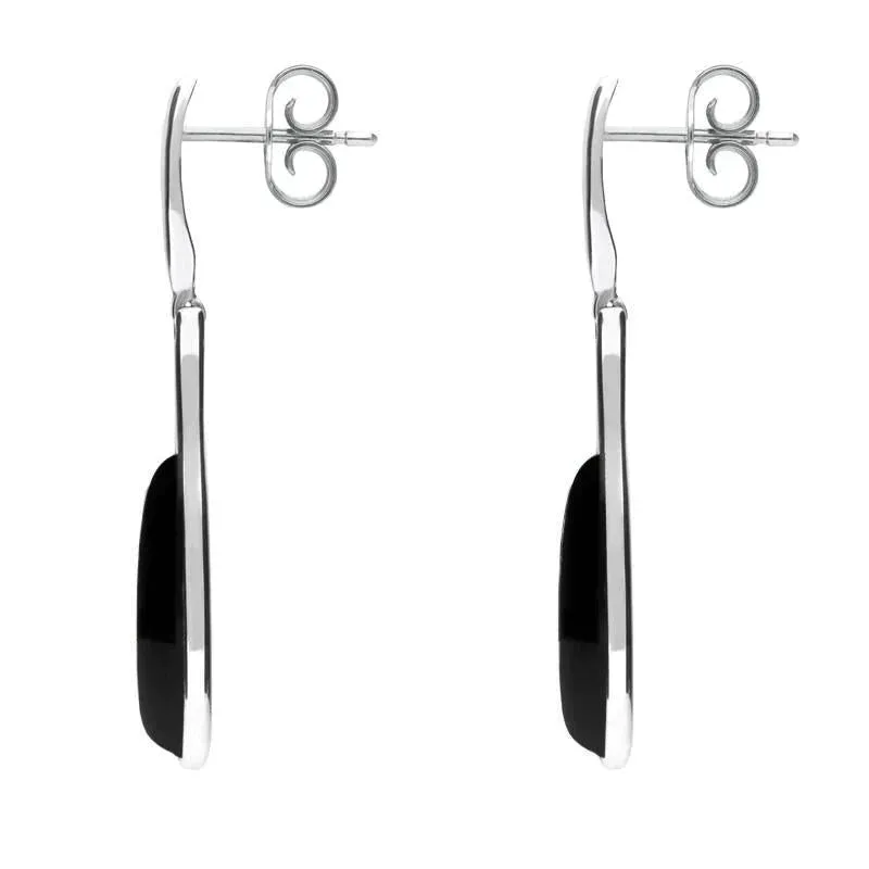 Sterling Silver Whitby Jet Long Slim Pear Drop Stud Earrings sold by Jura Watches product image thumbnail 2