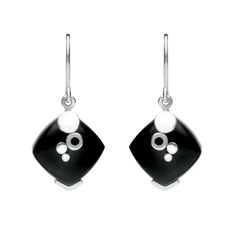 Sterling Silver Whitby Jet Square Bubble Detail Earrings sold by Jura Watches