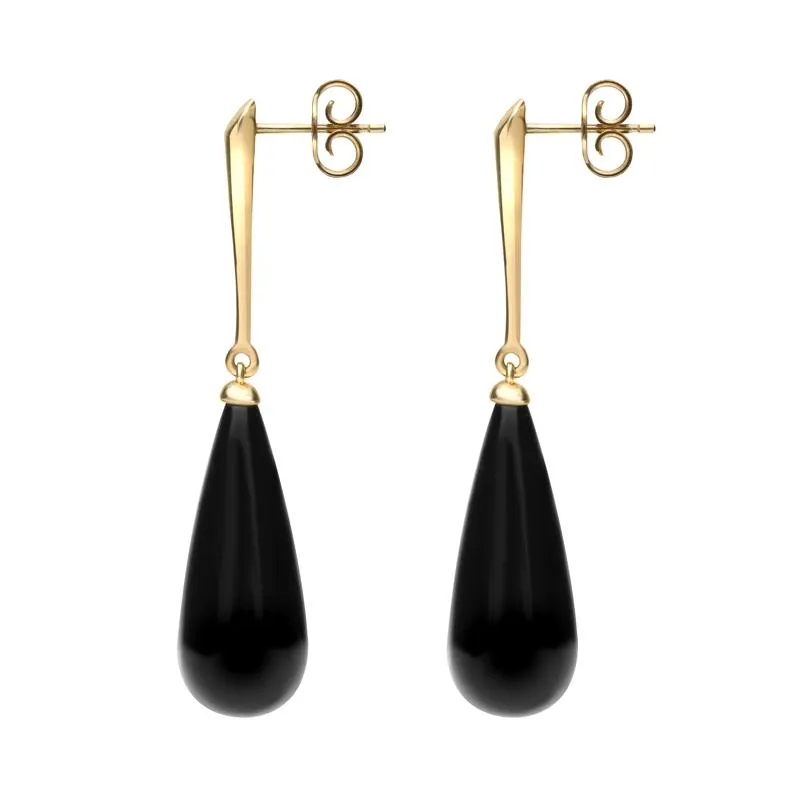 9ct Yellow Gold Whitby Jet Tapered Drop Earrings sold by Jura Watches product image thumbnail 2