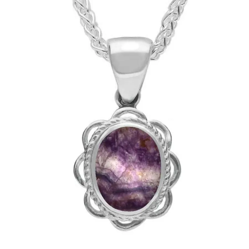 Sterling Silver Blue John Rope Oval Frill Necklace sold by Jura Watches