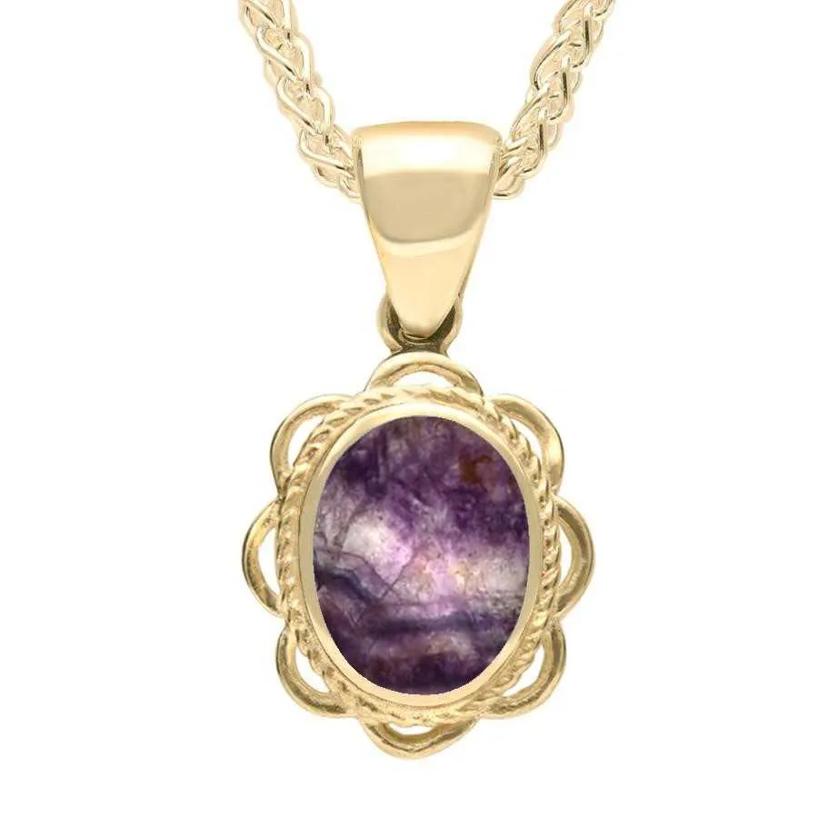 9ct Yellow Gold Blue John Rope Oval Frill Necklace sold by Jura Watches