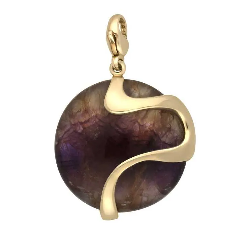 9ct Yellow Gold Blue John Wavy Disc Large Charm D sold by Jura Watches