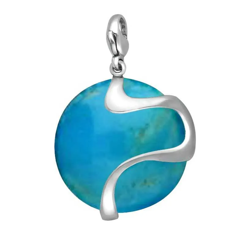 Sterling Silver Turquoise Wavy Disc Large Charm sold by Jura Watches