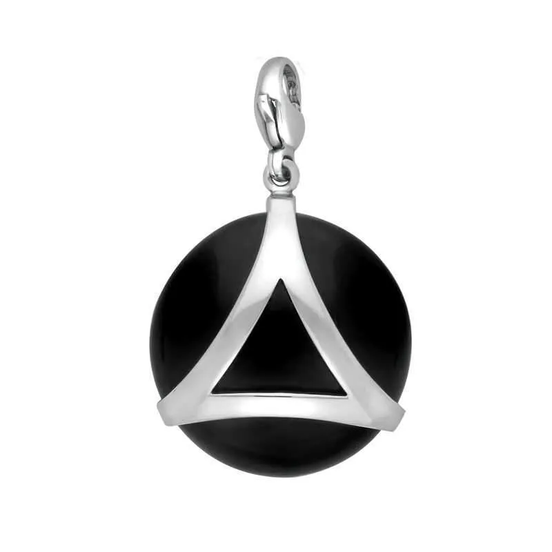 Sterling Silver Whitby Jet Disc Open Triangle Large Charm D sold by Jura Watches