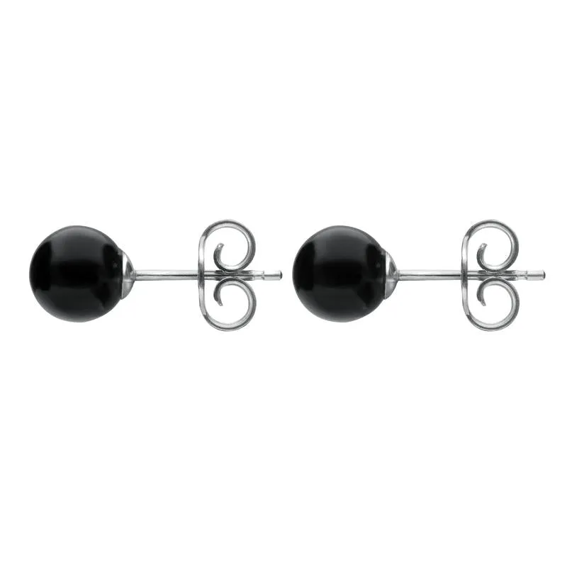 Sterling Silver Whitby Jet 6mm Ball Stud Earrings sold by Jura Watches product image thumbnail 2