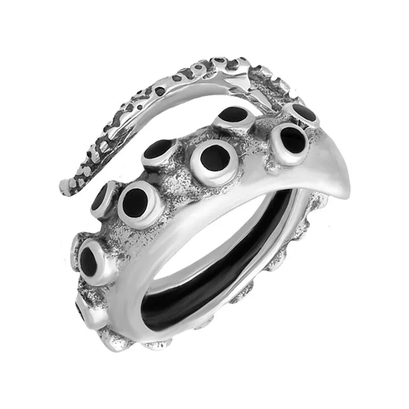 Sterling Silver Whitby Jet Tentacle Ring sold by Jura Watches