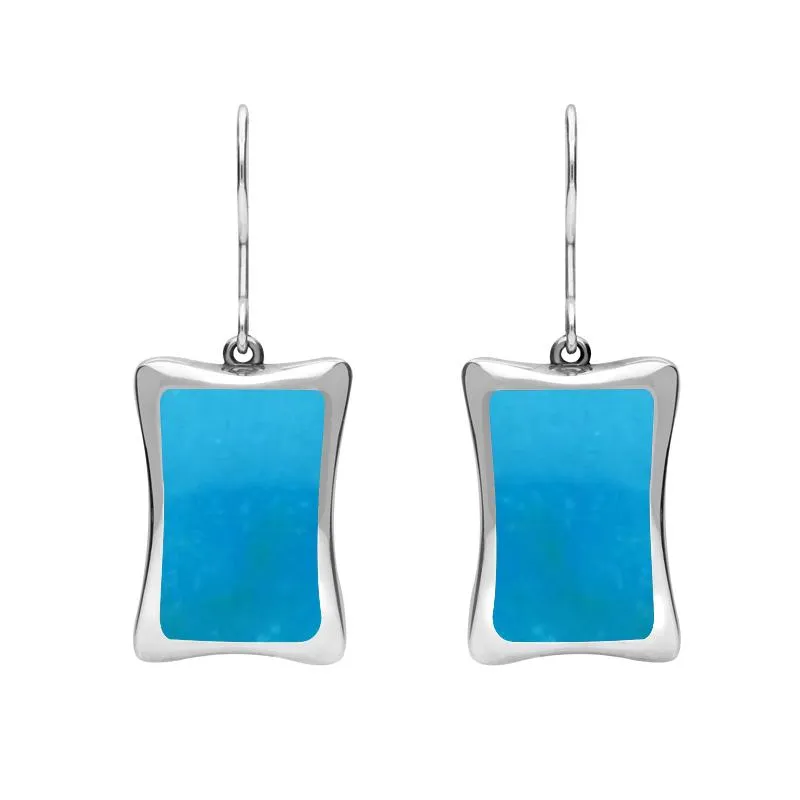Sterling Silver Turquoise Abstract Oblong Hook Drop Earrings sold by Jura Watches