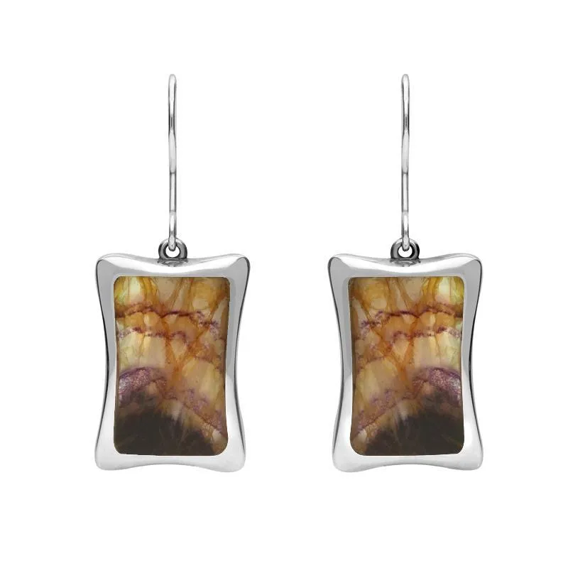 Sterling Silver Blue John Abstract Oblong Hook Drop Earrings sold by Jura Watches
