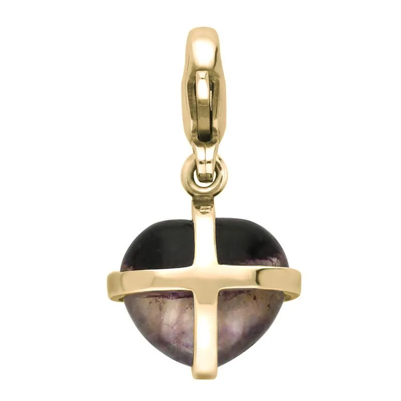 9ct Yellow Gold Blue John Small Cross Heart Charm sold by Jura Watches