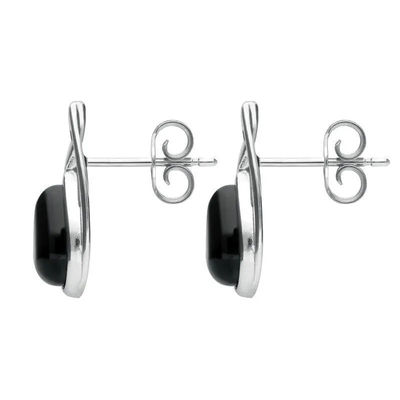 Sterling Silver Whitby Jet Pear Shaped Celtic Stud Earrings sold by Jura Watches product image thumbnail 2