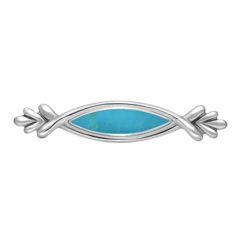Sterling Silver Turquoise Marquise Fleur Brooch sold by Jura Watches