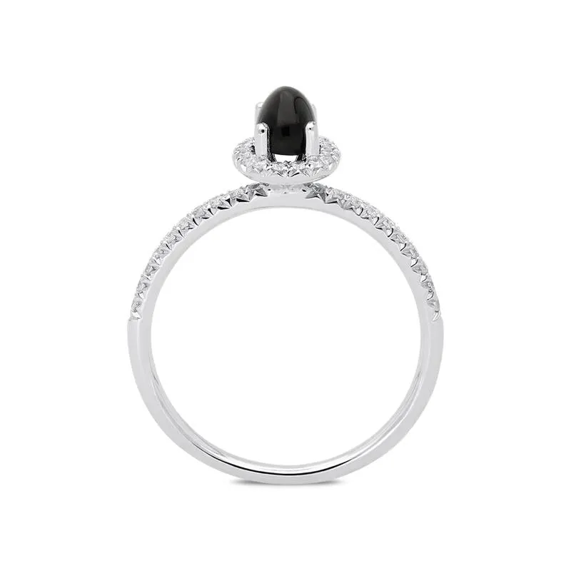 18ct White Gold Whitby Jet 0.27ct Diamond Oval Cluster Ring sold by Jura Watches product image thumbnail 2