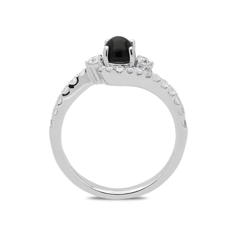 18ct White Gold Whitby Jet 0.50ct Diamond Wave Ring sold by Jura Watches product image thumbnail 2
