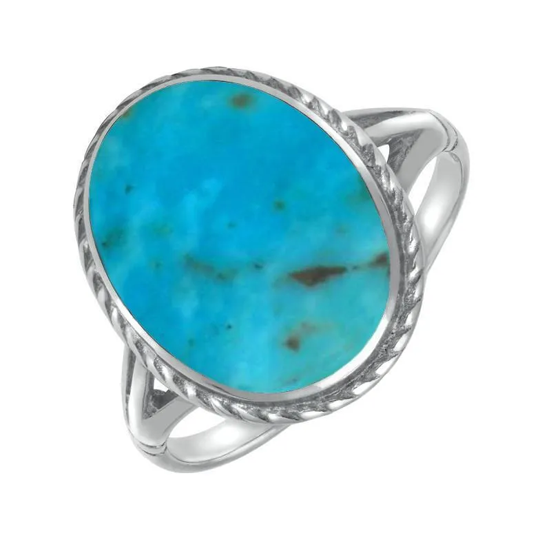 Sterling Silver Turquoise Rope Edge Ring sold by Jura Watches