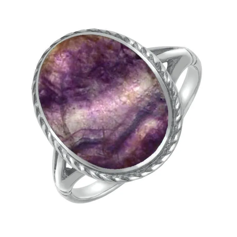 Sterling Silver Blue John Rope Edge Ring sold by Jura Watches