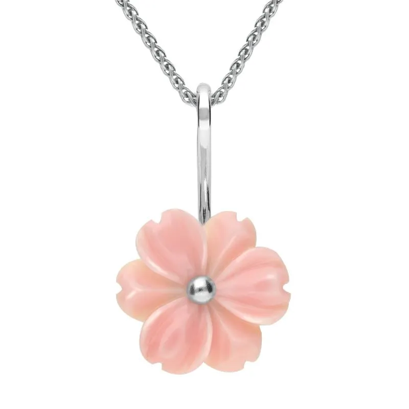 Sterling Silver Pink Conch Tuberose 18mm Dahlia Necklace sold by Jura Watches