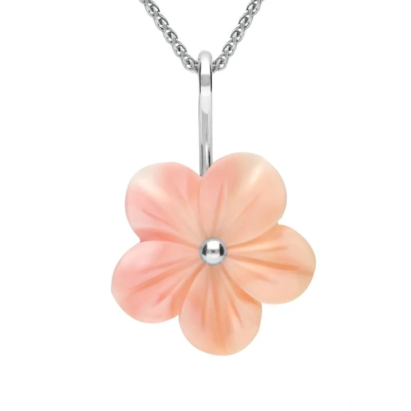 Sterling Silver Pink Conch Tuberose 22mm Desert Rose Necklace sold by Jura Watches