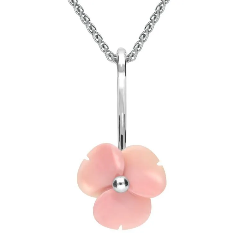 Sterling Silver Pink Conch Tuberose 15mm Clover Necklace sold by Jura Watches