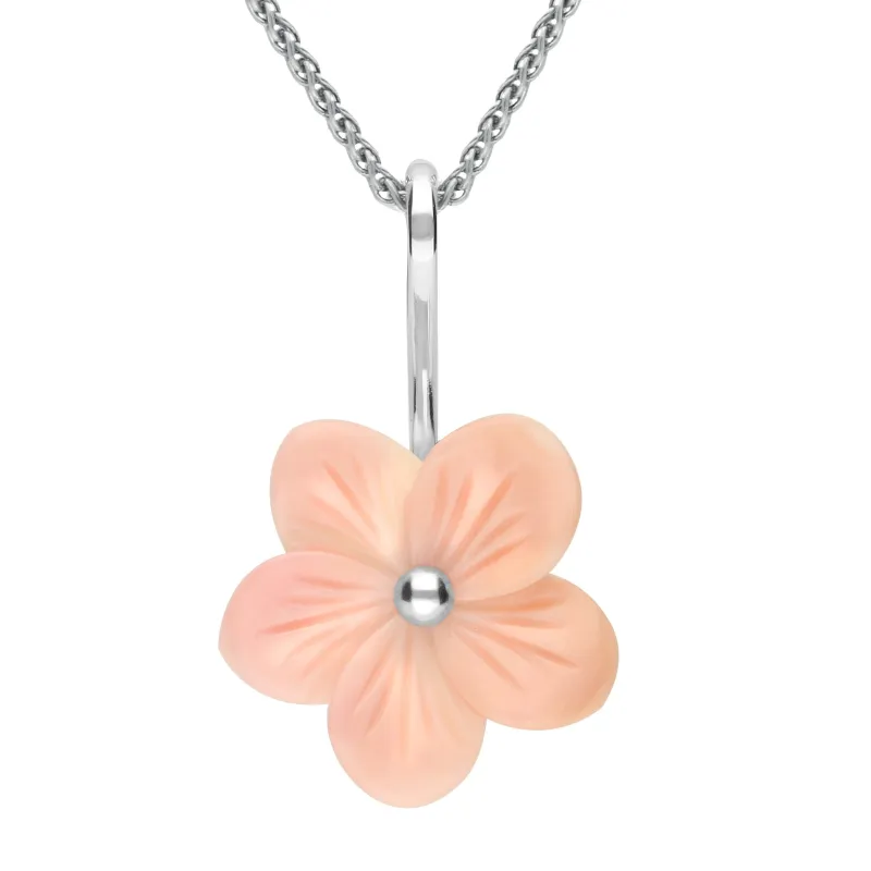 Sterling Silver Pink Conch Tuberose 20mm Pansy Necklace sold by Jura Watches