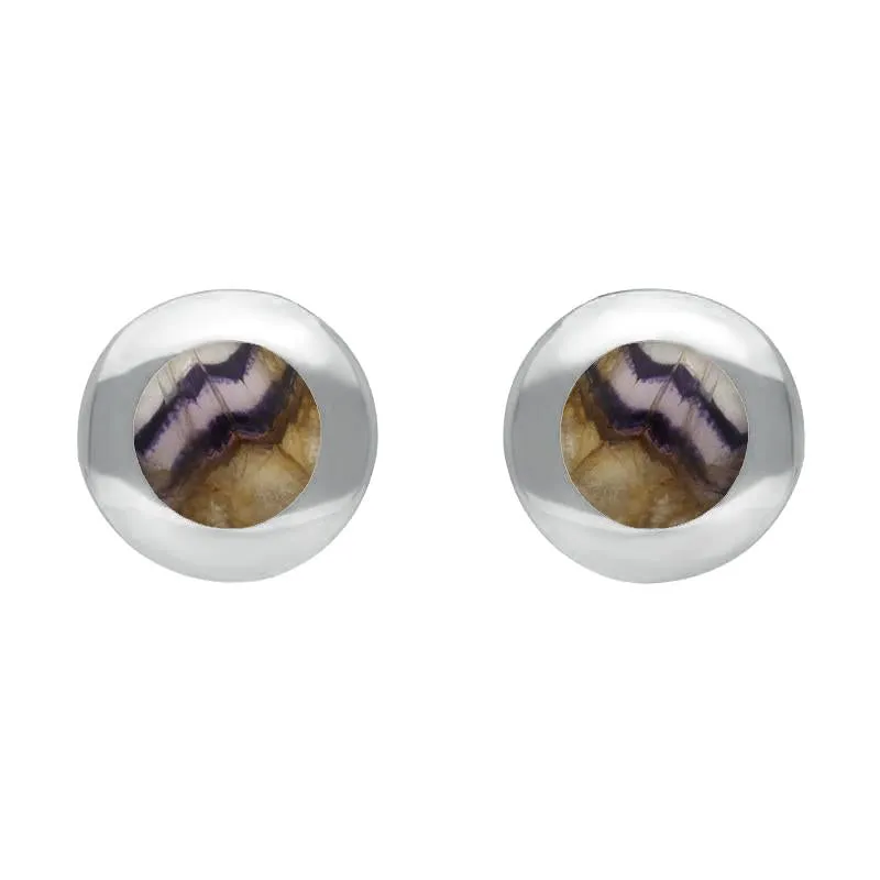 Sterling Silver Blue John Framed Round Stud Earrings sold by Jura Watches