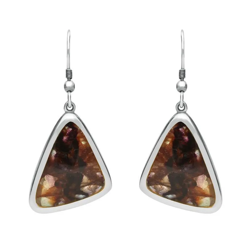 Sterling Silver Blue John Abstract Triangle Hook Drop Earrings sold by Jura Watches