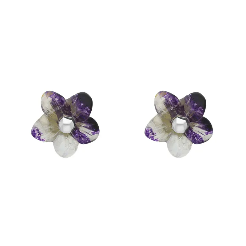 Sterling Silver Blue John Tuberose 8mm Pansy Stud Earrings sold by Jura Watches