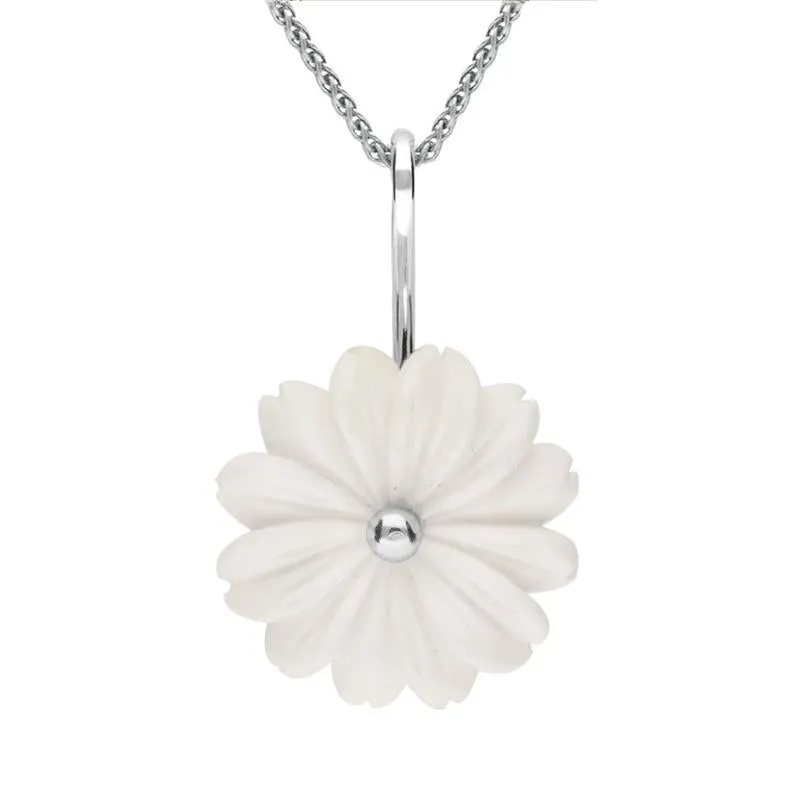 Sterling Silver White Agate Tuberose 20mm Daisy Necklace sold by Jura Watches