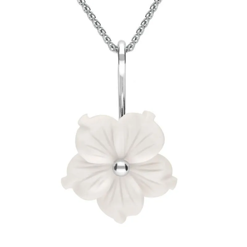 Sterling Silver White Agate Tuberose 20mm Carnation Necklace sold by Jura Watches