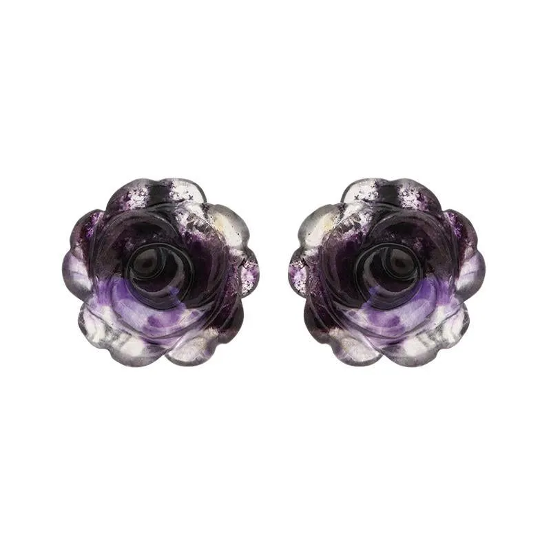 Sterling Silver Blue John Tuberose Rose Large Stud Earrings sold by Jura Watches