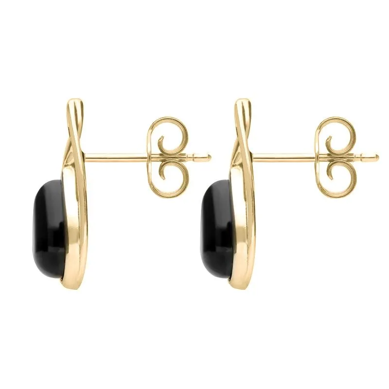 9ct Yellow Gold Whitby Jet Celtic Twist Top Stud Earrings sold by Jura Watches product image thumbnail 2