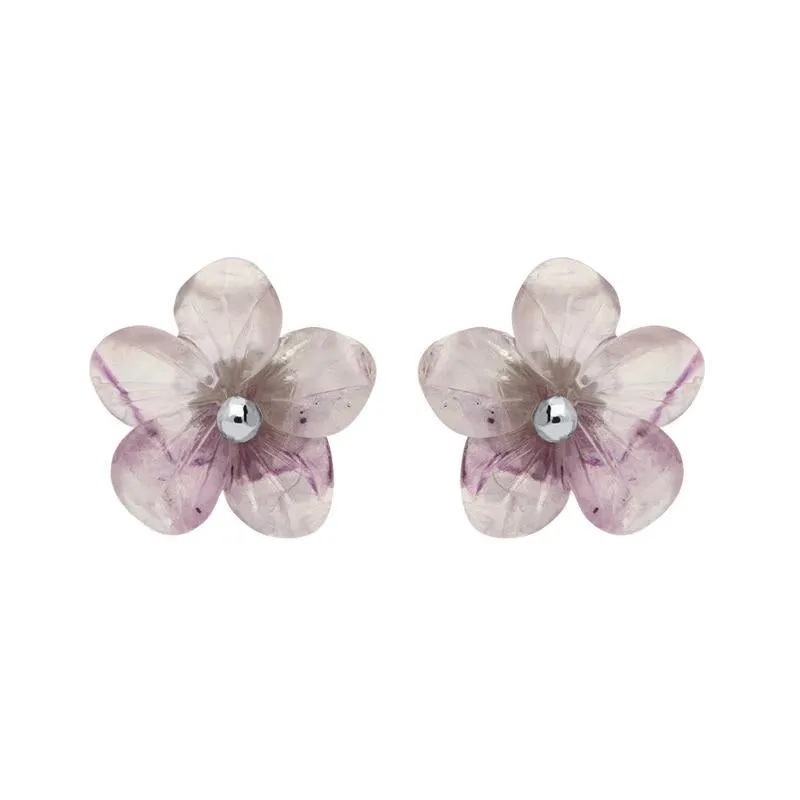 Sterling Silver Blue John Tuberose 12mm Pansy Stud Earrings sold by Jura Watches