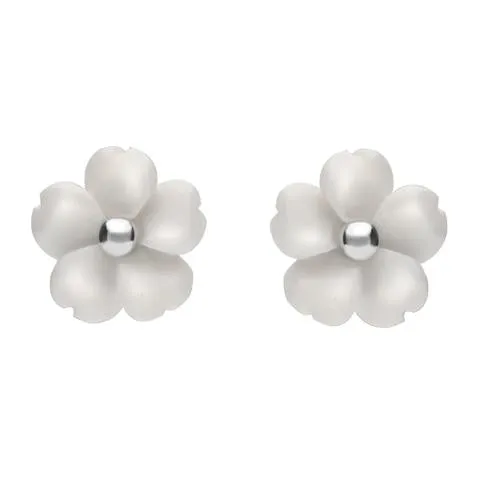 Sterling Silver White Agate Tuberose 8mm Gypsophila Stud Earrings sold by Jura Watches