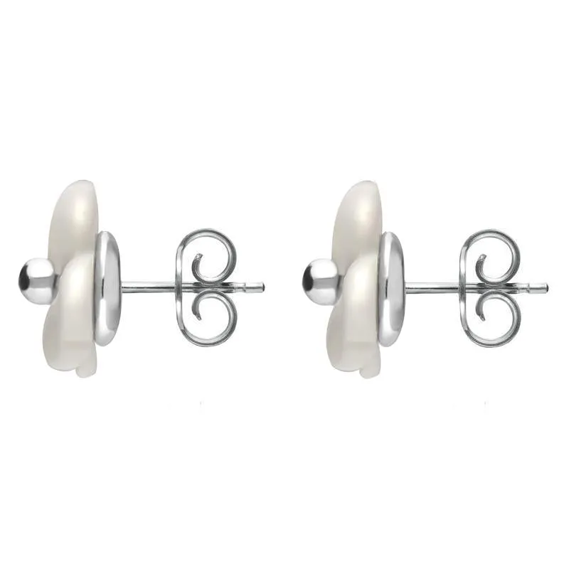 Sterling Silver White Agate Tuberose 8mm Clover Stud Earrings sold by Jura Watches product image thumbnail 2