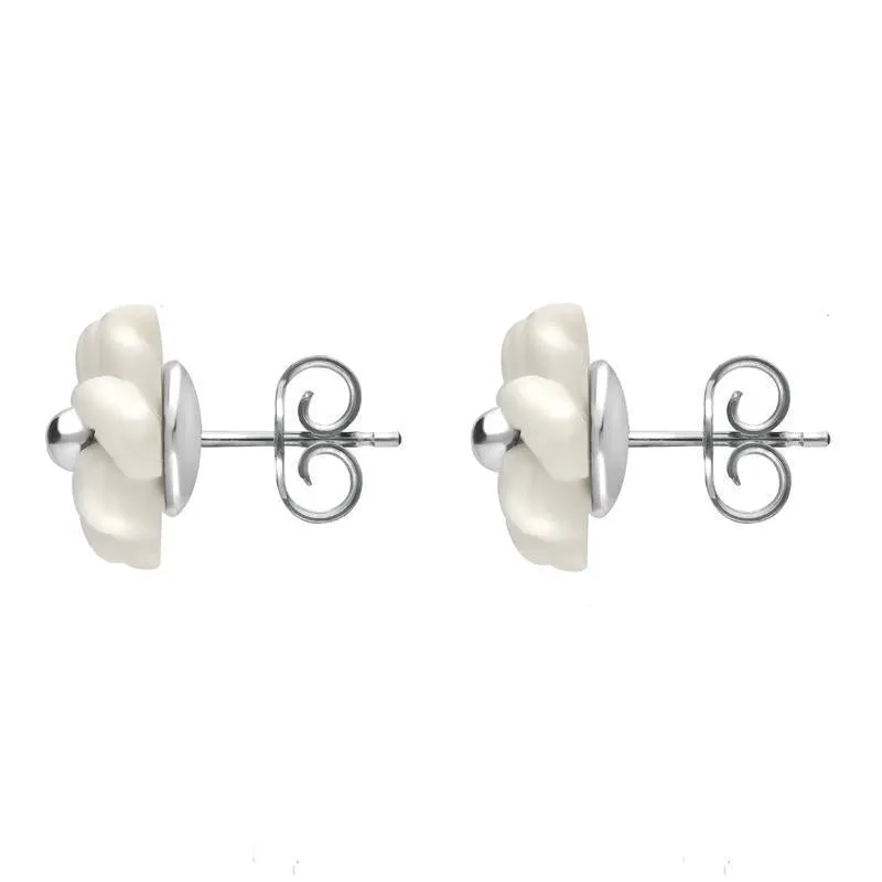 Sterling Silver White Agate Tuberose 8mm Carnation Stud Earrings sold by Jura Watches product image thumbnail 2