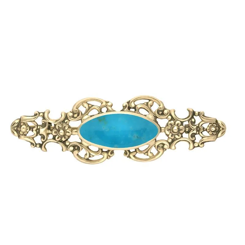 9ct Yellow Gold Turquoise Oval Fancy Brooch sold by Jura Watches