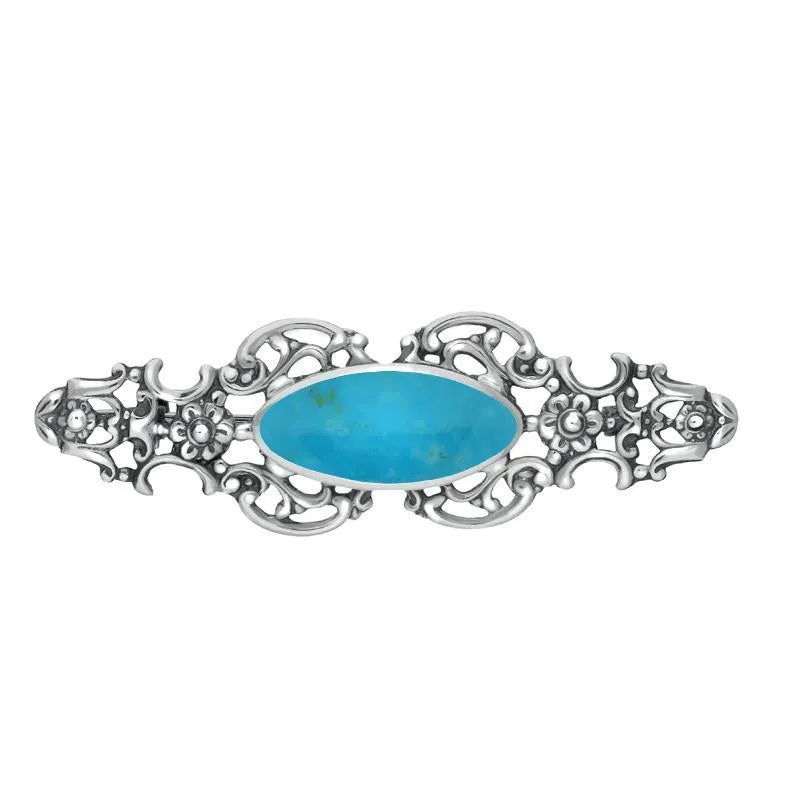 Sterling Silver Turquoise Oval Fancy Brooch sold by Jura Watches