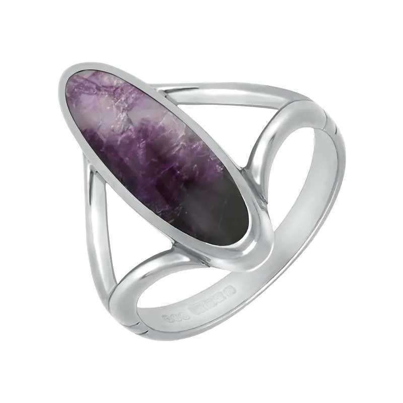 Sterling Silver Blue John Oval Split Shank Ring sold by Jura Watches
