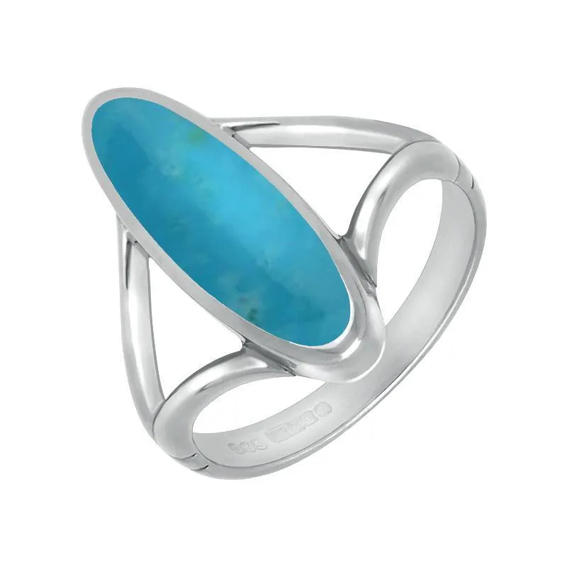 Sterling Silver Turquoise Oval Split Shank Ring sold by Jura Watches