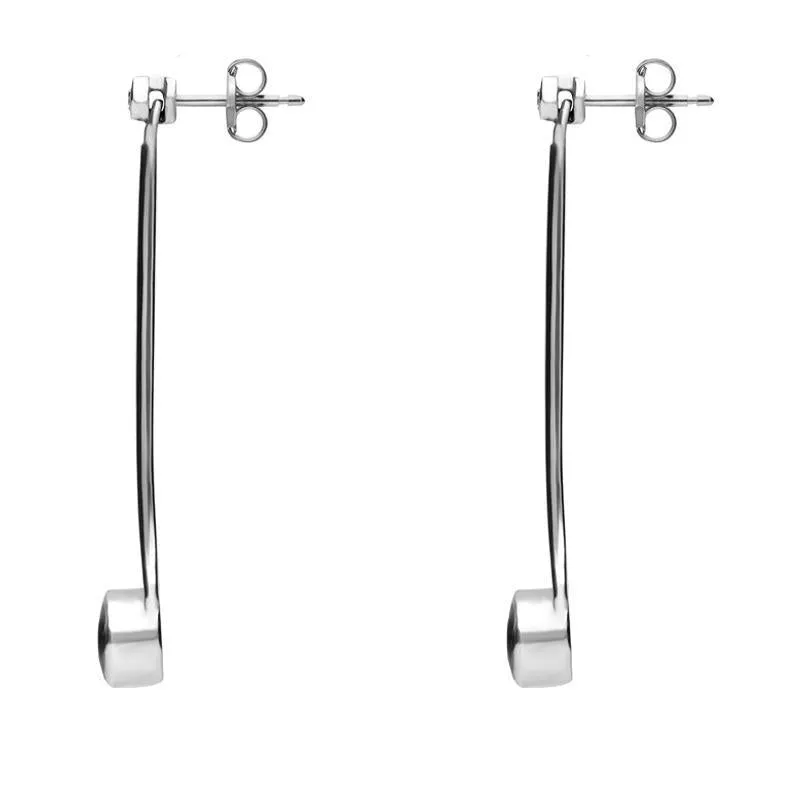 18ct White Gold Whitby Jet and Diamond Long Drop Earrings sold by Jura Watches product image thumbnail 2